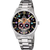 Festina Herrenarmbanduhr mit silbernem Edelstahlarmband und schwarzem Totenkopf-Zifferblatt