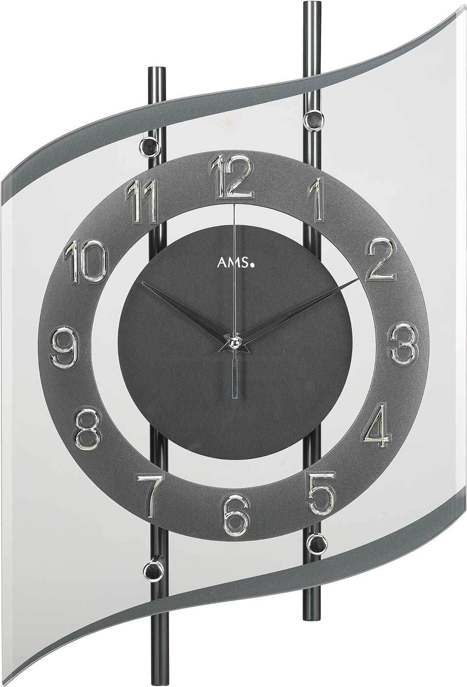 AMS Wanduhr 45x29 cm Metall, Glas • Modernes Design • Funkgesteuert