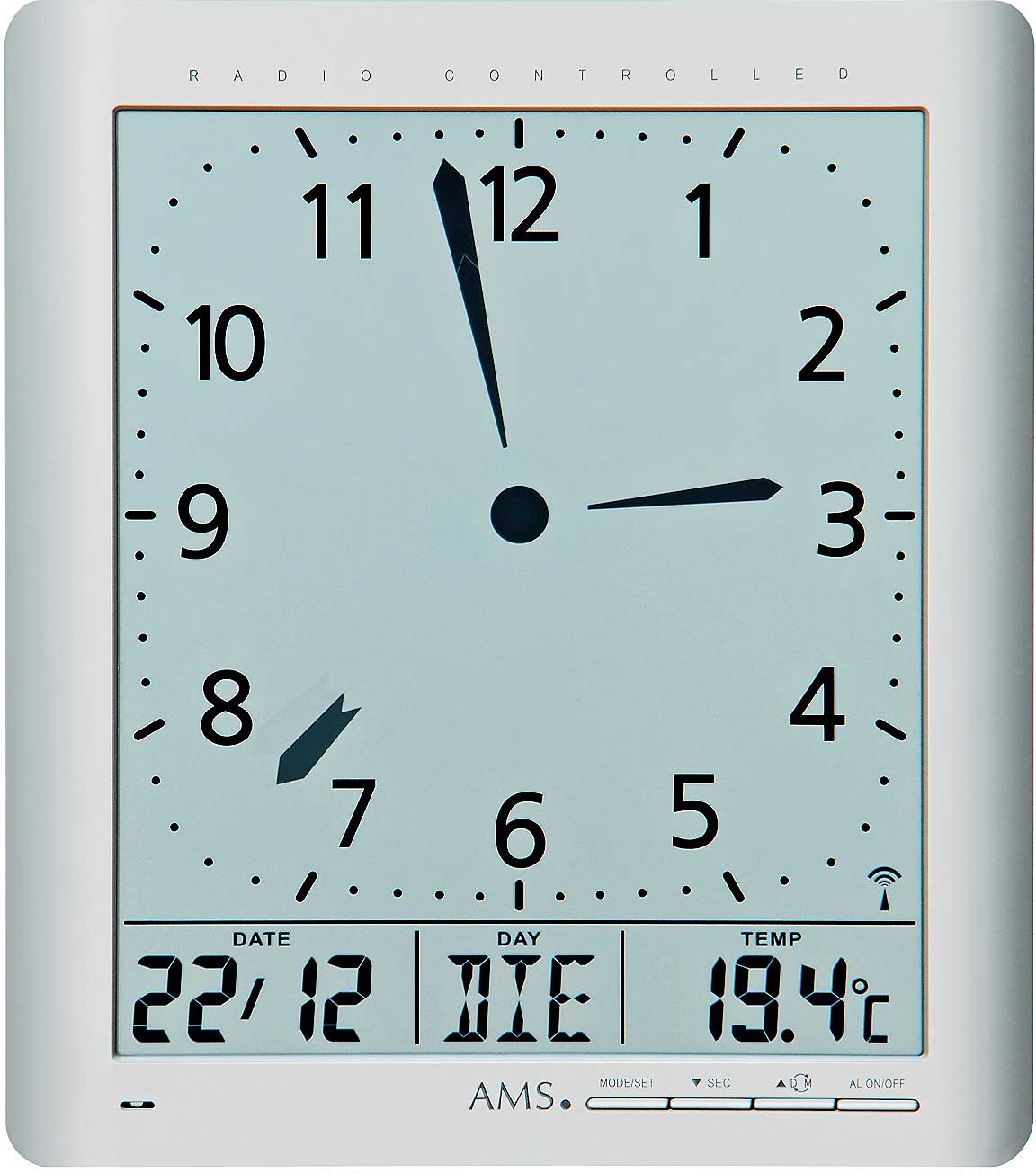 AMS Wall Clock 21x23x3 cm Plastic • Radio-Controlled • Silent