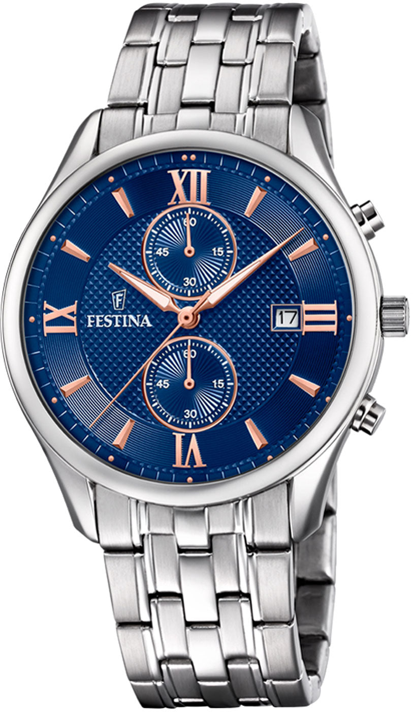 Montre Homme Festina Timeless Chronograph F6854/7 • Mouvement à Quartz • Acier Inoxydable Robuste