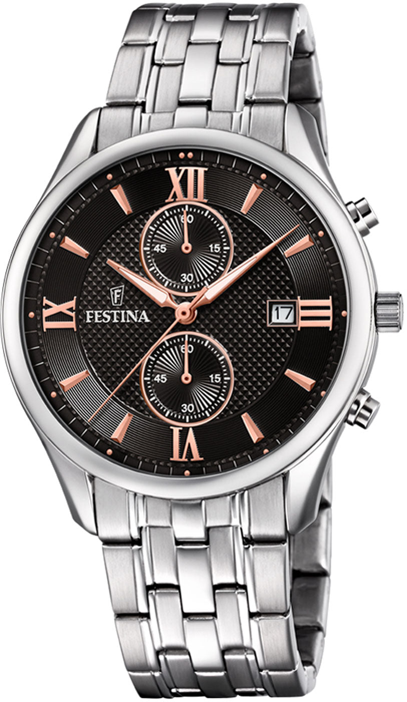 Festina Timeless Chronograph F6854/6 Montre Homme • Chronographe • Acier inoxydable robuste