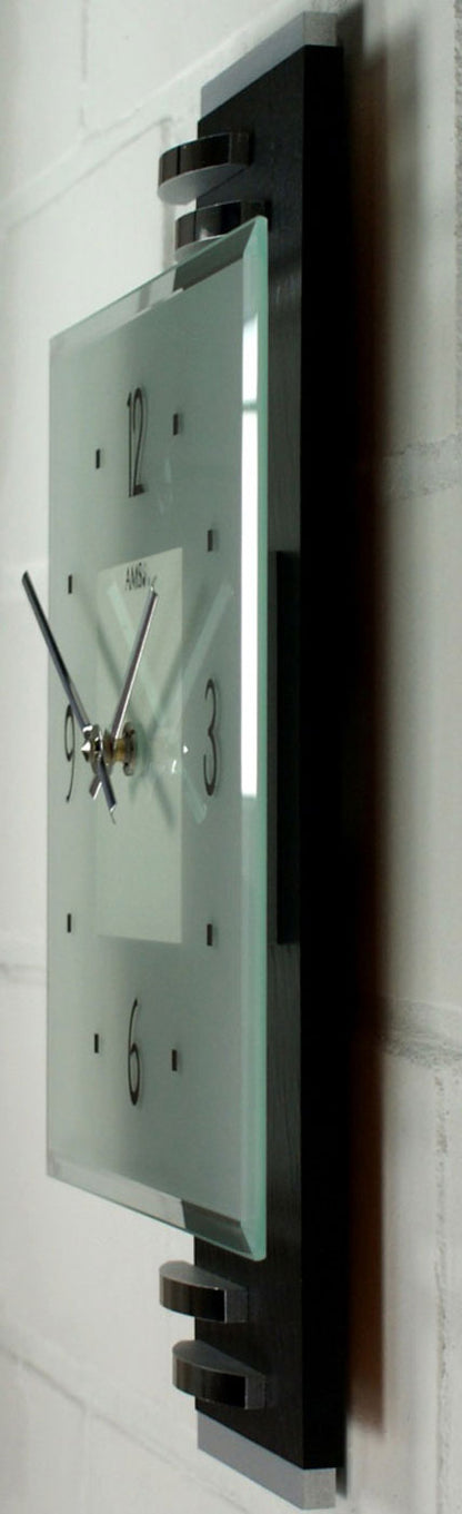 AMS Wanduhr 36x22x5 cm Glas • Modernes Design • Präzises Quarzwerk