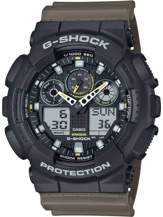 Casio G-Shock GA-100TU-1A3ER Men's Watch • Extreme Shock Resistance • World Time & Stopwatch
