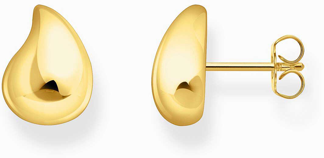 Złote kolczyki w kształcie kropli z błyszczącą powierzchnią, Thomas Sabo