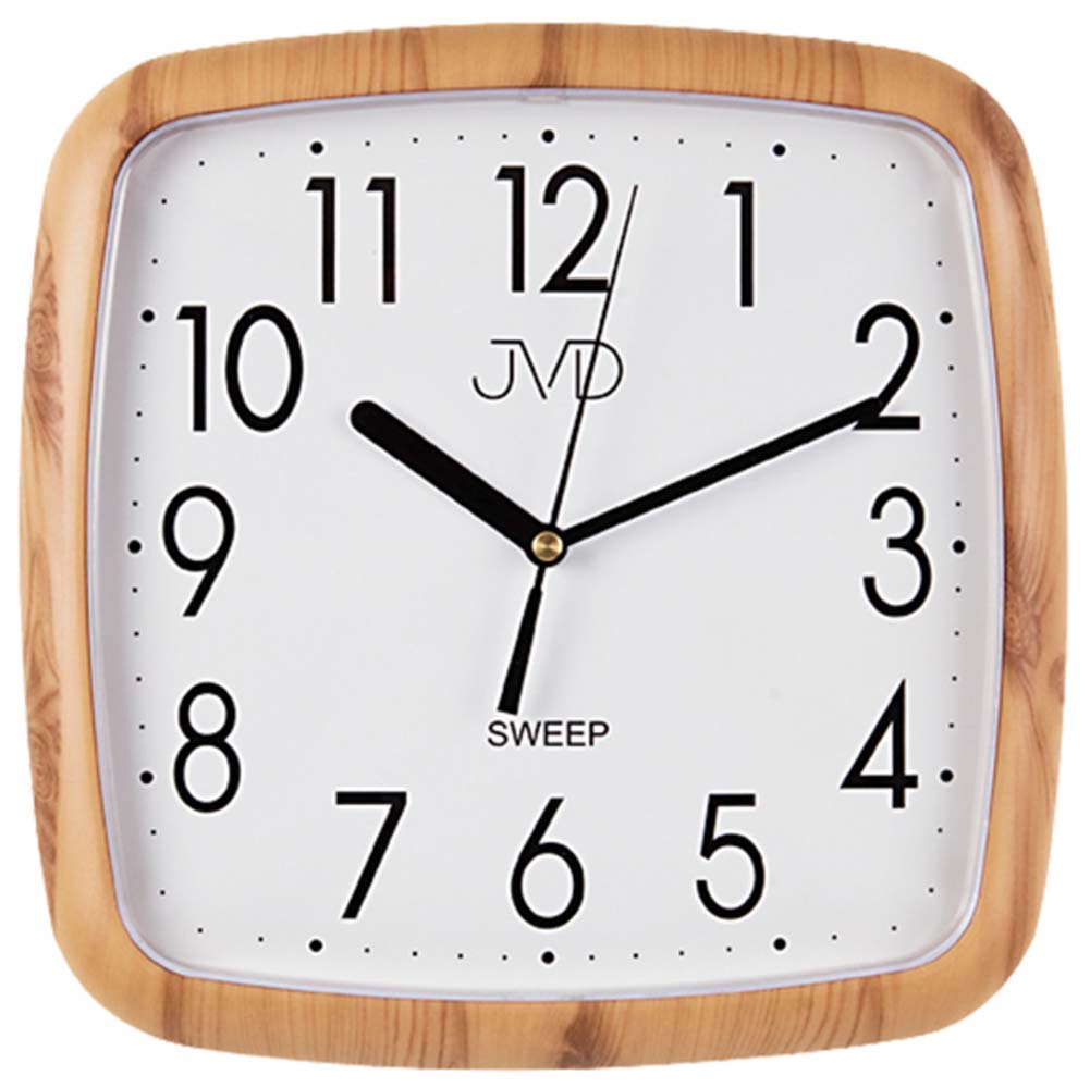 Horloge murale JVD 25x25x3,5 cm plastique • Mouvement à quartz silencieux • Chiffres arabes