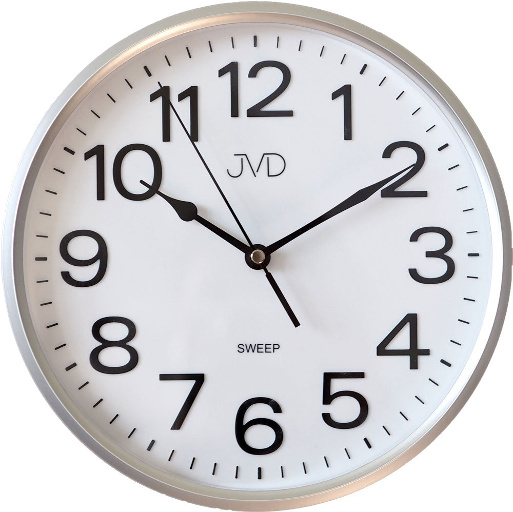 Horloge murale JVD 25,5 cm Ø plastique • Mouvement à quartz silencieux • Design intemporel