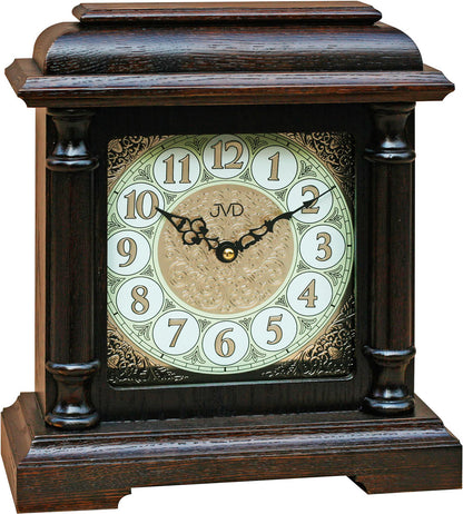 Pendule à poser JVD 28,3x25,4x12 cm bois • Design classique • Mouvement à quartz avec sonnerie