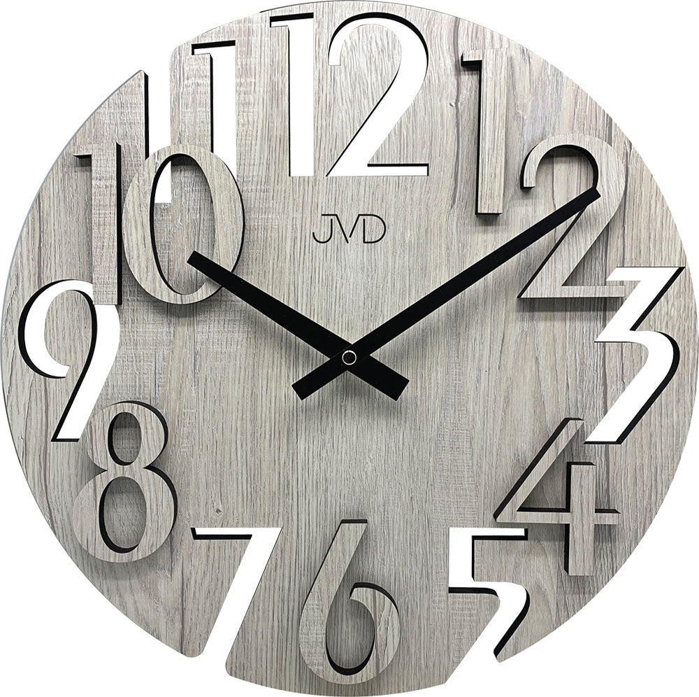 JVD Wall Clock 40 cm Ø Wood • Silent Quartz Movement • Modern Design