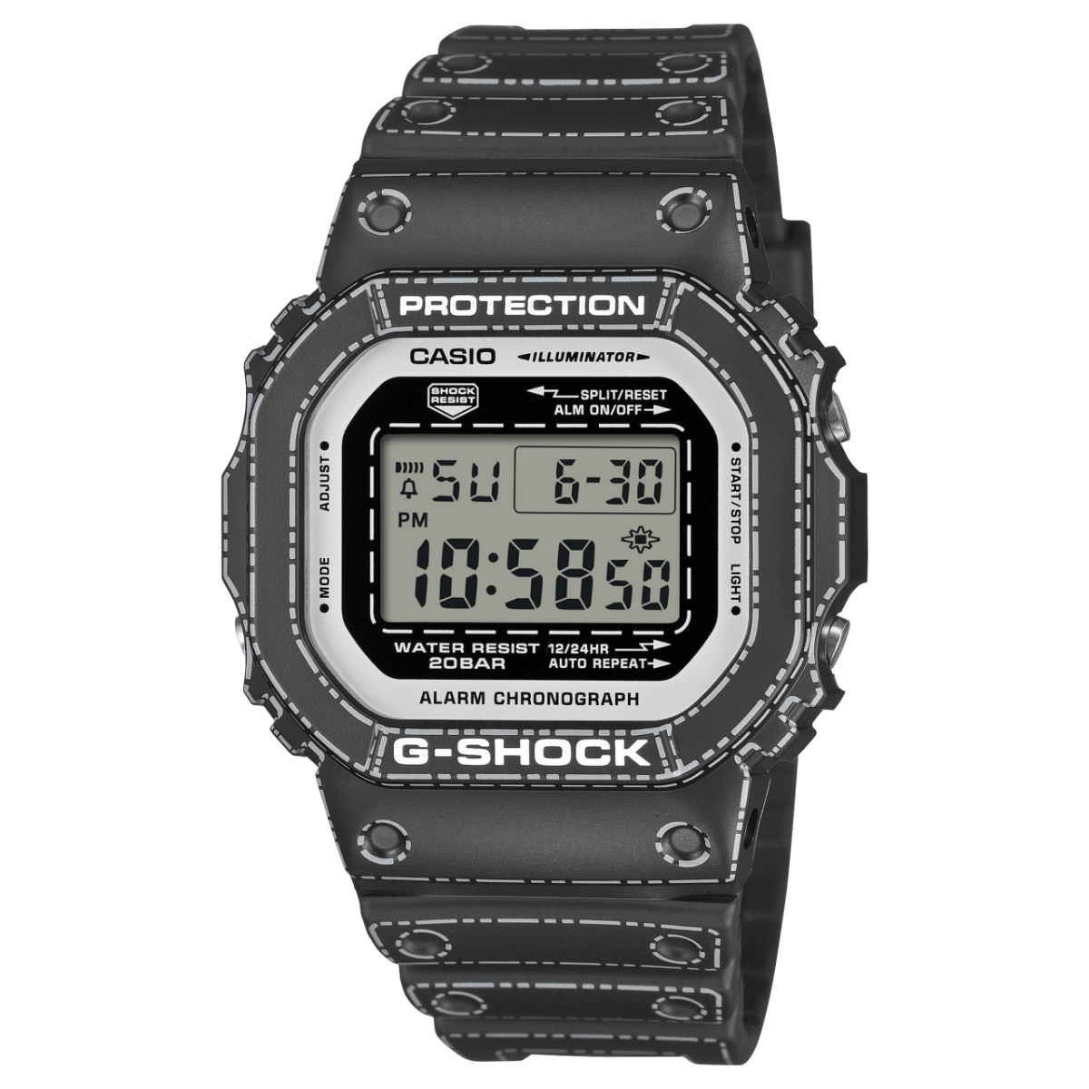 Cyfrowy zegarek męski Casio G-Shock z czarnym silikonowym paskiem i cyfrowym wyświetlaczem