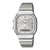 Zegarek Casio ze srebrną metalową bransoletą, analogową tarczą i wyświetlaczem cyfrowym