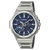 Zegarek męski Casio G-Shock z niebieską tarczą i srebrną metalową bransoletą, okrągła koperta