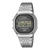 Zegarek cyfrowy Casio Vintage ze srebrną bransoletą ze stali nierdzewnej i czarnym wyświetlaczem LCD