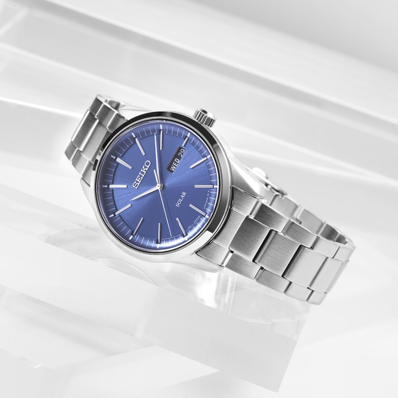 Montre Seiko SNE525P1 pour homme • Mouvement solaire • Verre saphir