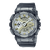 Zegarek męski Casio G-Shock z przezroczysto-szarą kopertą, zieloną tarczą, analogowo-cyfrowy.