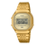 Zegarek cyfrowy Casio w kolorze złotym z metalową bransoletą, okrągła tarcza, godzina 10:58:50