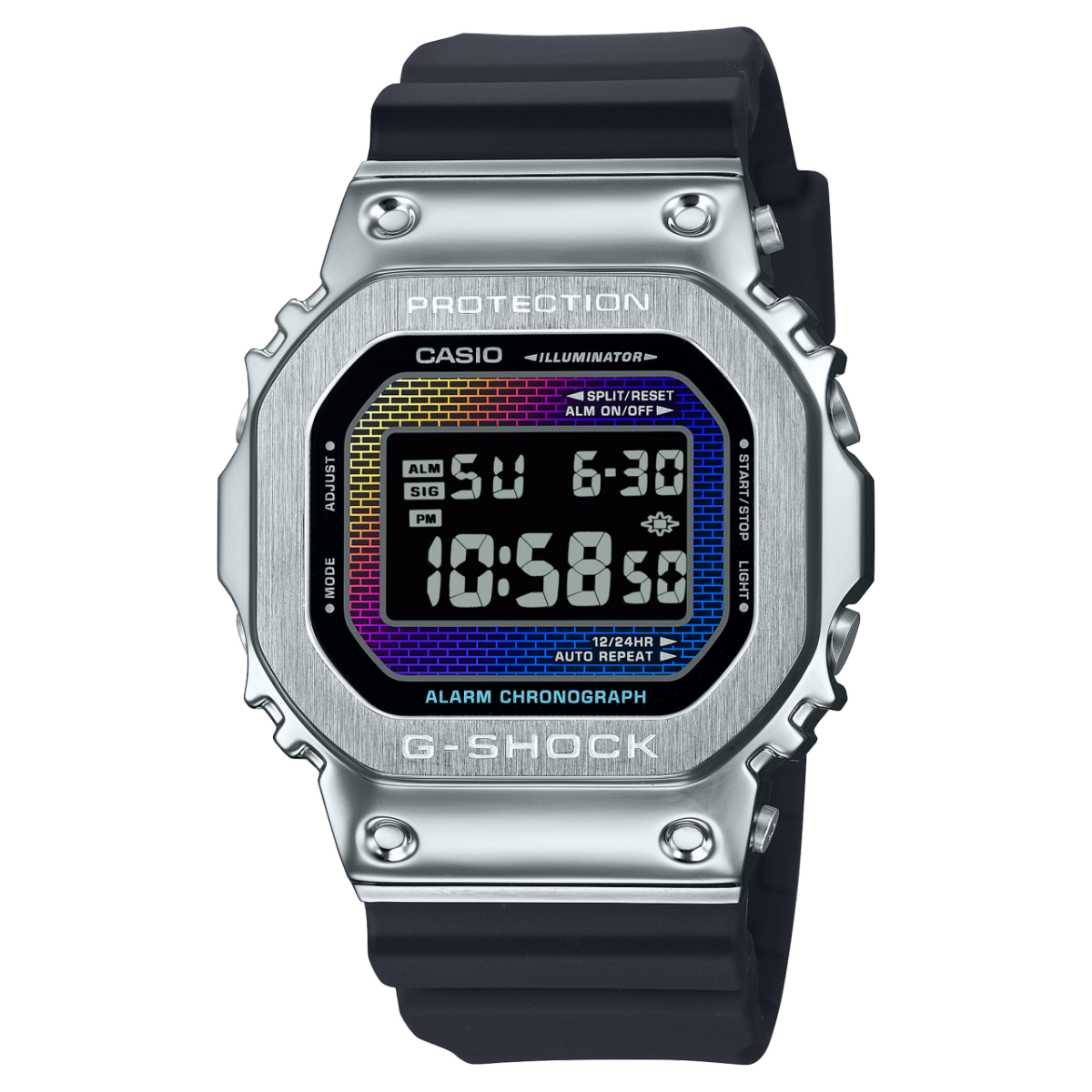Zegarek męski G-Shock G-Steel ze srebrną kopertą ze stali szlachetnej i czarnym silikonowym paskiem