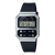 Zegarek cyfrowy unisex Casio ze srebrną kopertą, ciemnym paskiem i podświetlanym wyświetlaczem