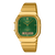 Casio Vintage AQ-240EG Armbanduhr mit grünem Zifferblatt und goldfarbenem Metallband