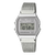 Zegarek cyfrowy Casio Vintage ze srebrną bransoletą typu mesh i zielonym wyświetlaczem LCD