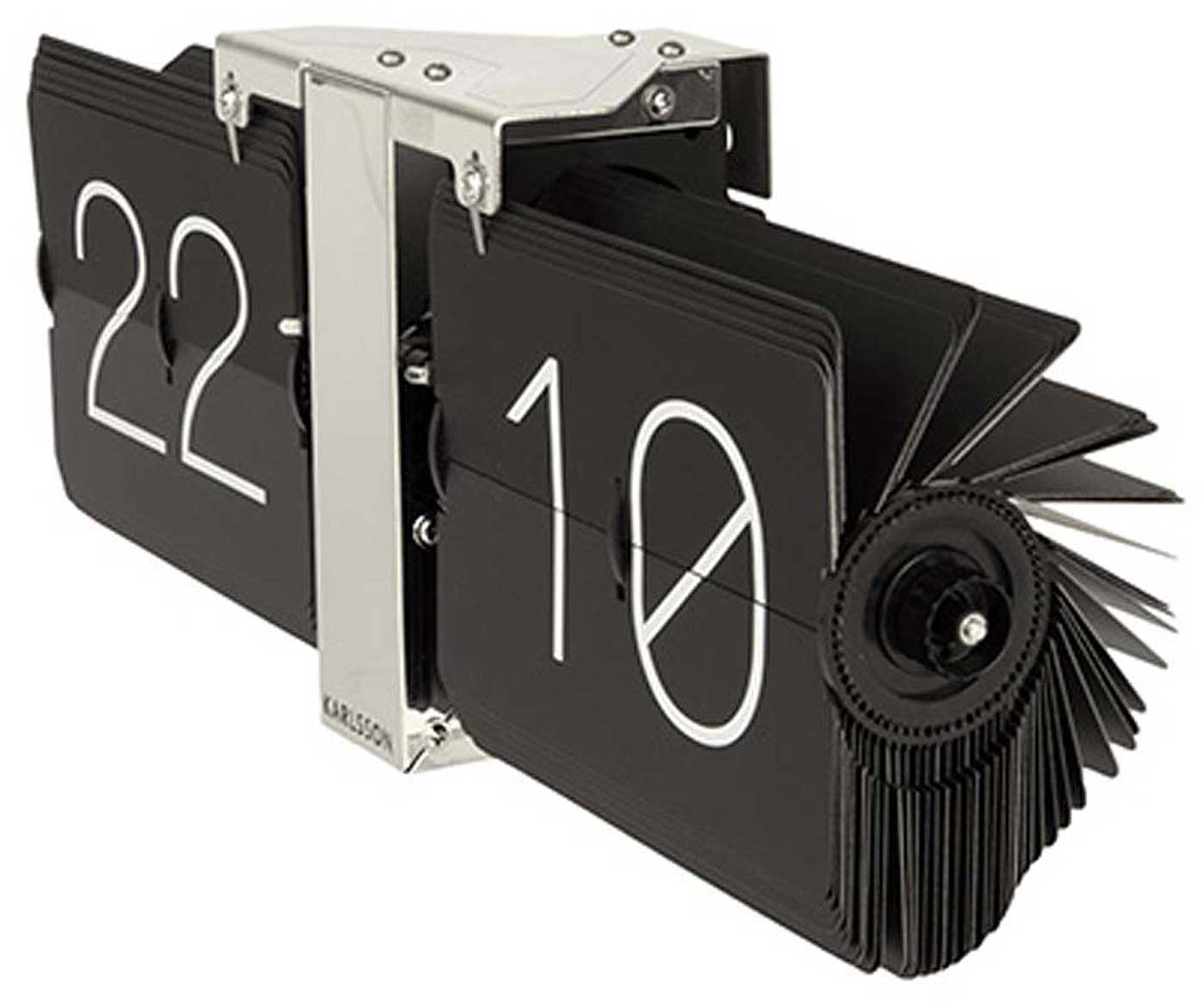 Karlsson Wanduhr 36x14x8,5 cm Stahl • Automatischer Flip-Mechanismus • Modernes Design
