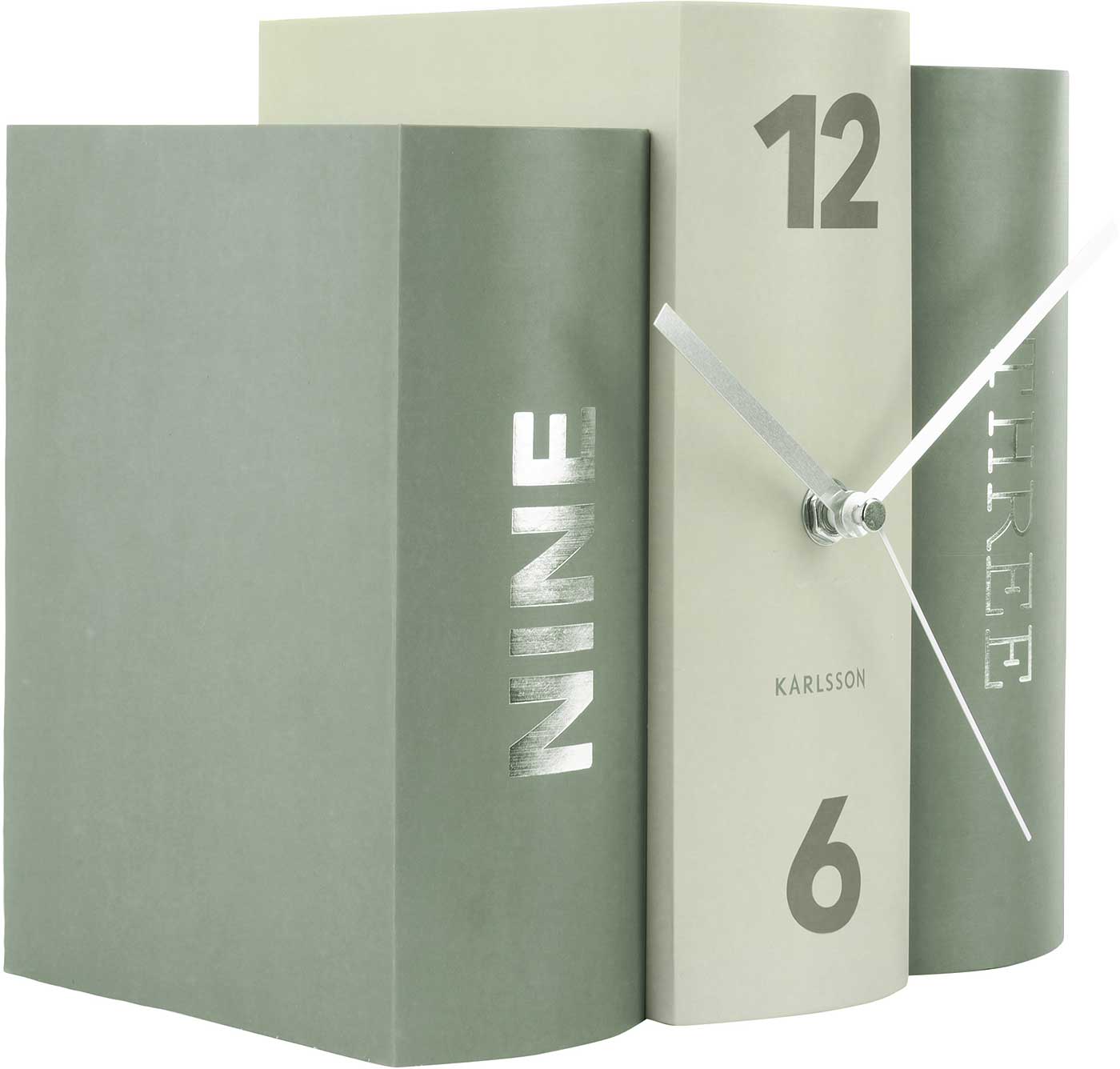 Karlsson Table Clock 20x20x15 cm Cardboard • Book Design • Playful Eye-Catcher