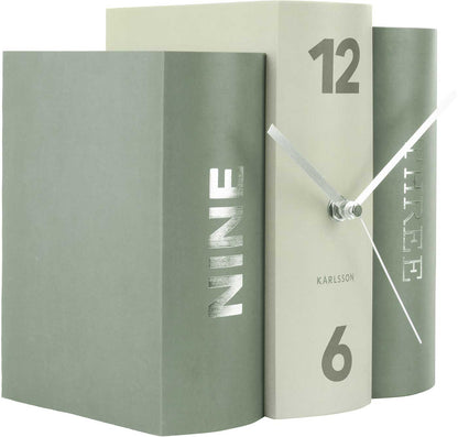 Karlsson Table Clock 20x20x15 cm Cardboard • Book Design • Playful Eye-Catcher