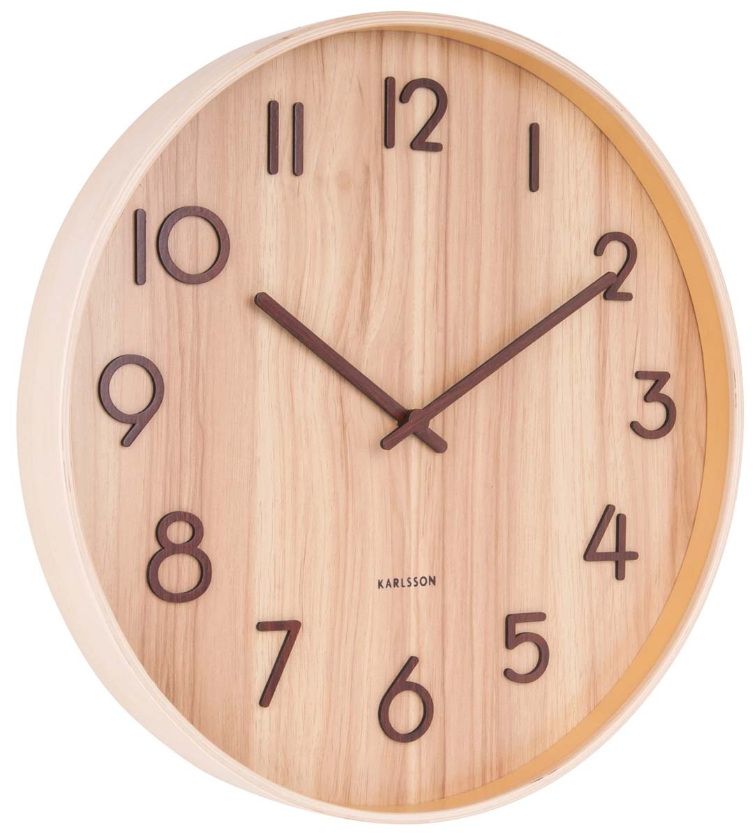 Karlsson Wall Clock 40 cm Ø Wood • Silent Quartz Movement • Modern Design