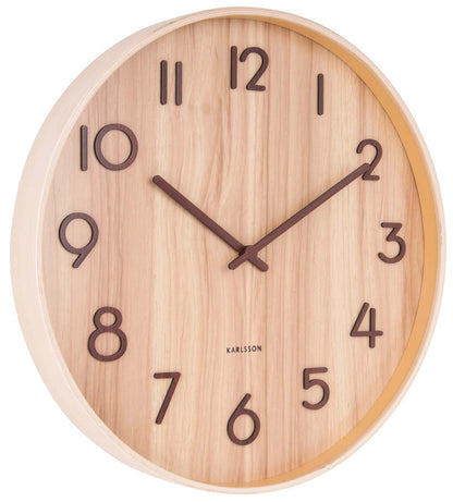 Karlsson Wall Clock 40 cm Ø Wood • Silent Quartz Movement • Modern Design