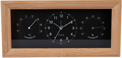 Karlsson Neat Rectangle Wecker 12.8x26x5.4 cm Bambus • Analoge Zeitanzeige • Mit Temperatur & Luftfeuchtigkeit