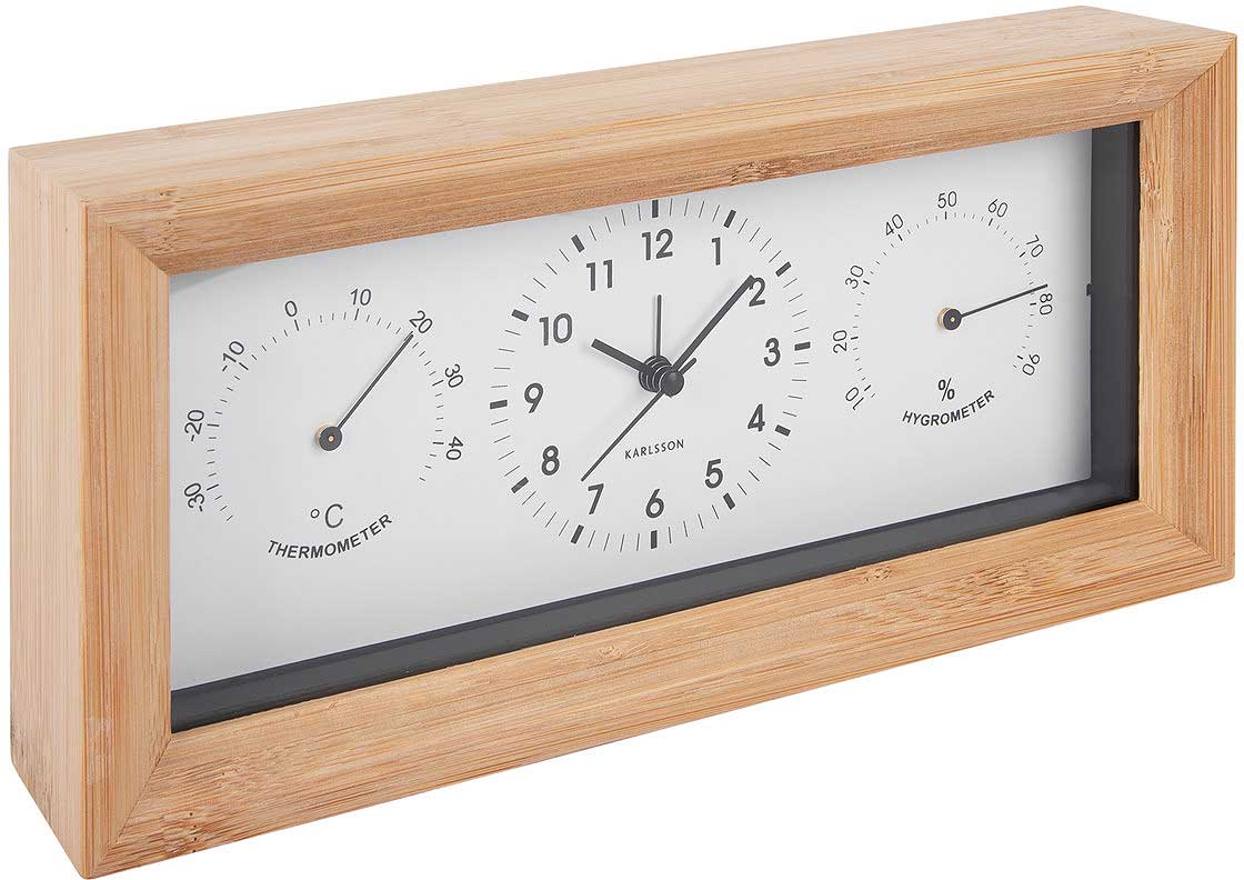 Bamboo Alarm Clock, Analog, Black - Karlsson Model: KA5925WH