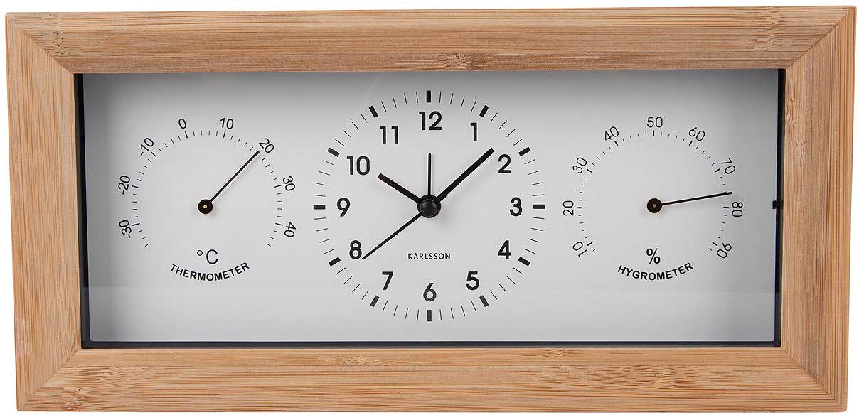 Bamboo Alarm Clock, Analog, Black - Karlsson Model: KA5925WH