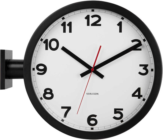 Karlsson Wall Clock 38x44.5x13 cm Aluminum • Double-Sided Design • Precise Quartz Movement