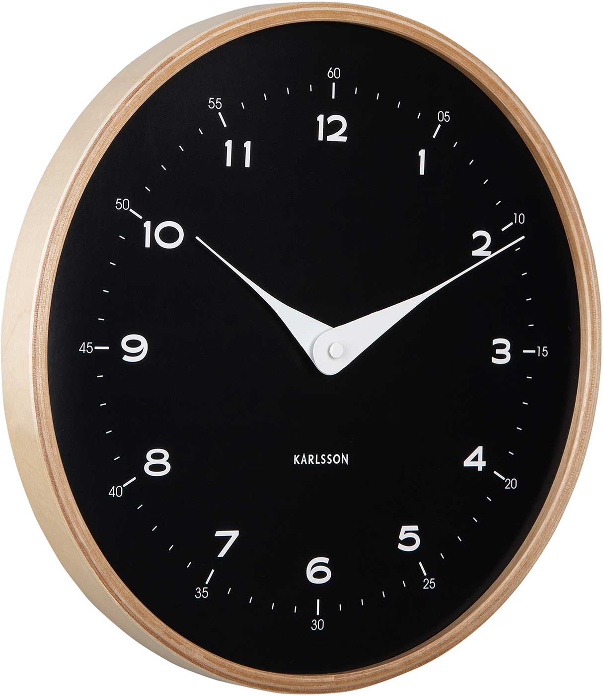 Karlsson Wall Clock 30 cm Ø Wood • Modern Design • Quartz Movement
