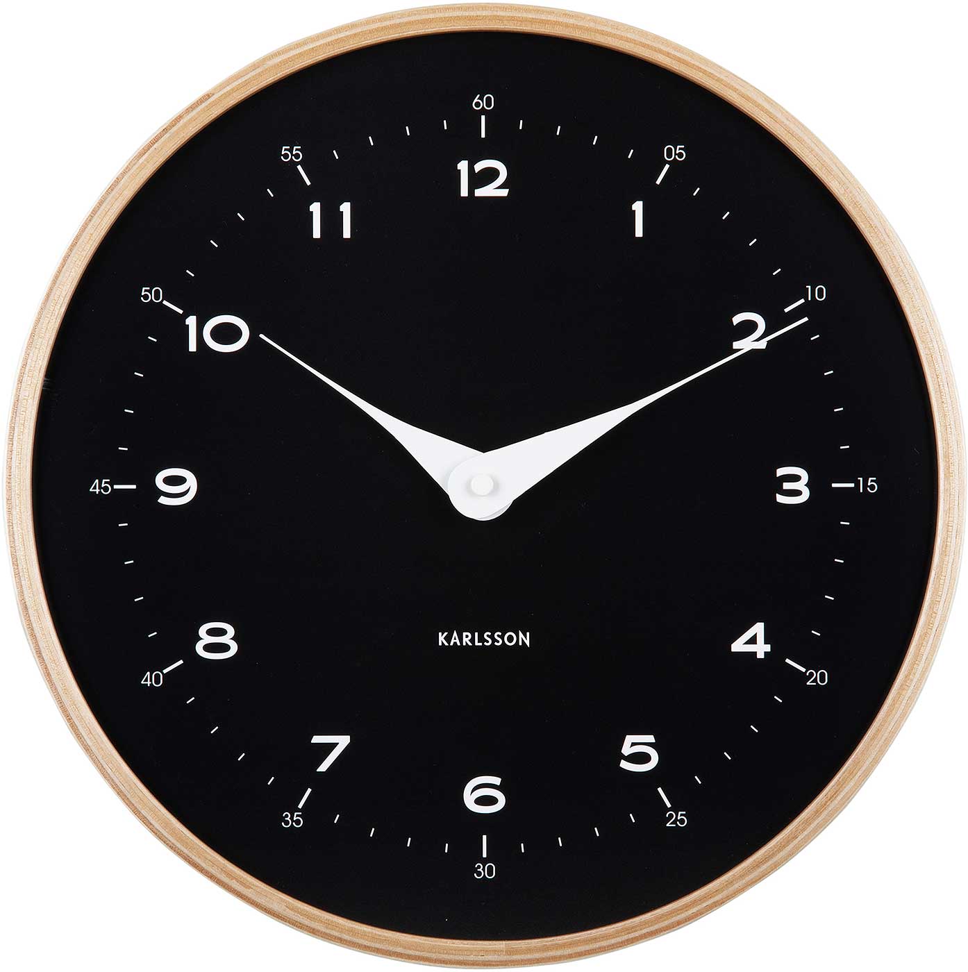 Karlsson Wall Clock 30 cm Ø Wood • Modern Design • Quartz Movement