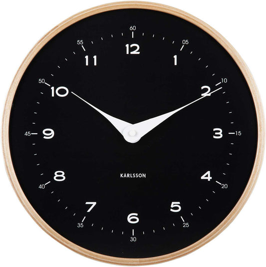 Karlsson Wall Clock 30 cm Ø Wood • Modern Design • Quartz Movement