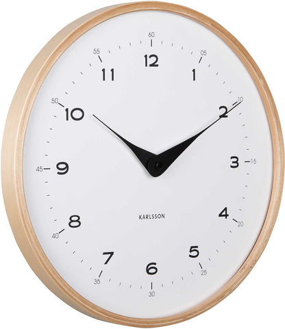 Karlsson Wall Clock 30 cm Ø Wood • Modern Design • Battery Operated