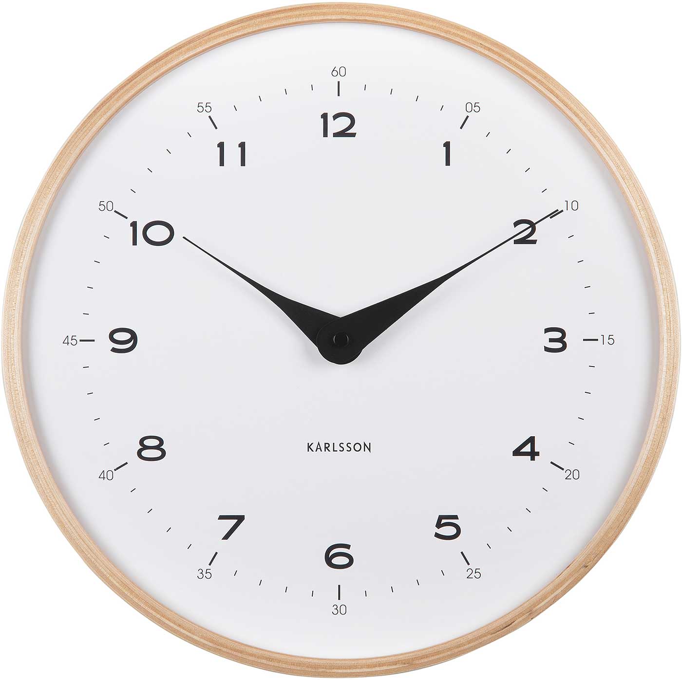 Karlsson Wall Clock 30 cm Ø Wood • Modern Design • Battery Operated