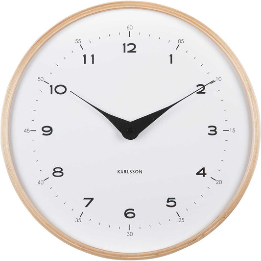 Karlsson Wall Clock 30 cm Ø Wood • Modern Design • Battery Operated