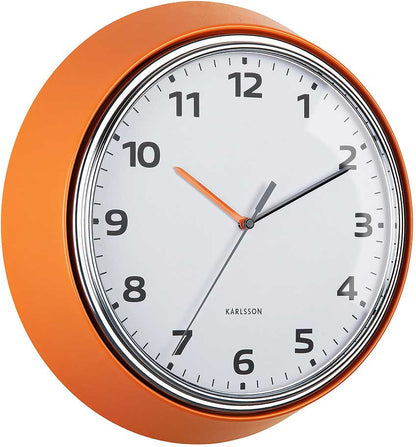Karlsson Wall Clock 34x34x7 cm Metal • Modern Retro Style • Precise Quartz Movement