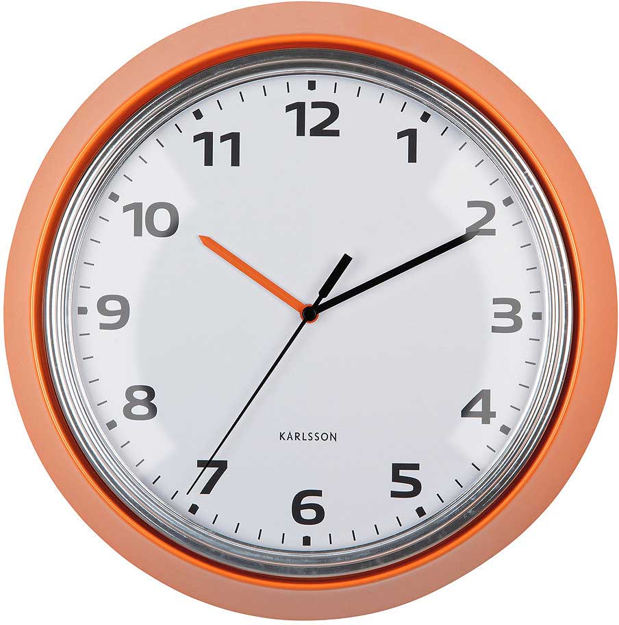 Karlsson Wall Clock 34x34x7 cm Metal • Modern Retro Style • Precise Quartz Movement