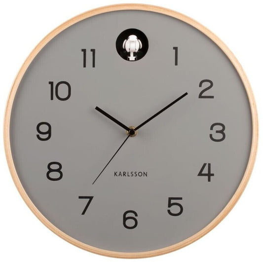Karlsson Wall Clock 31.5x31.5x6 cm Wood • Silent Quartz Movement • Deactivatable Cuckoo Call
