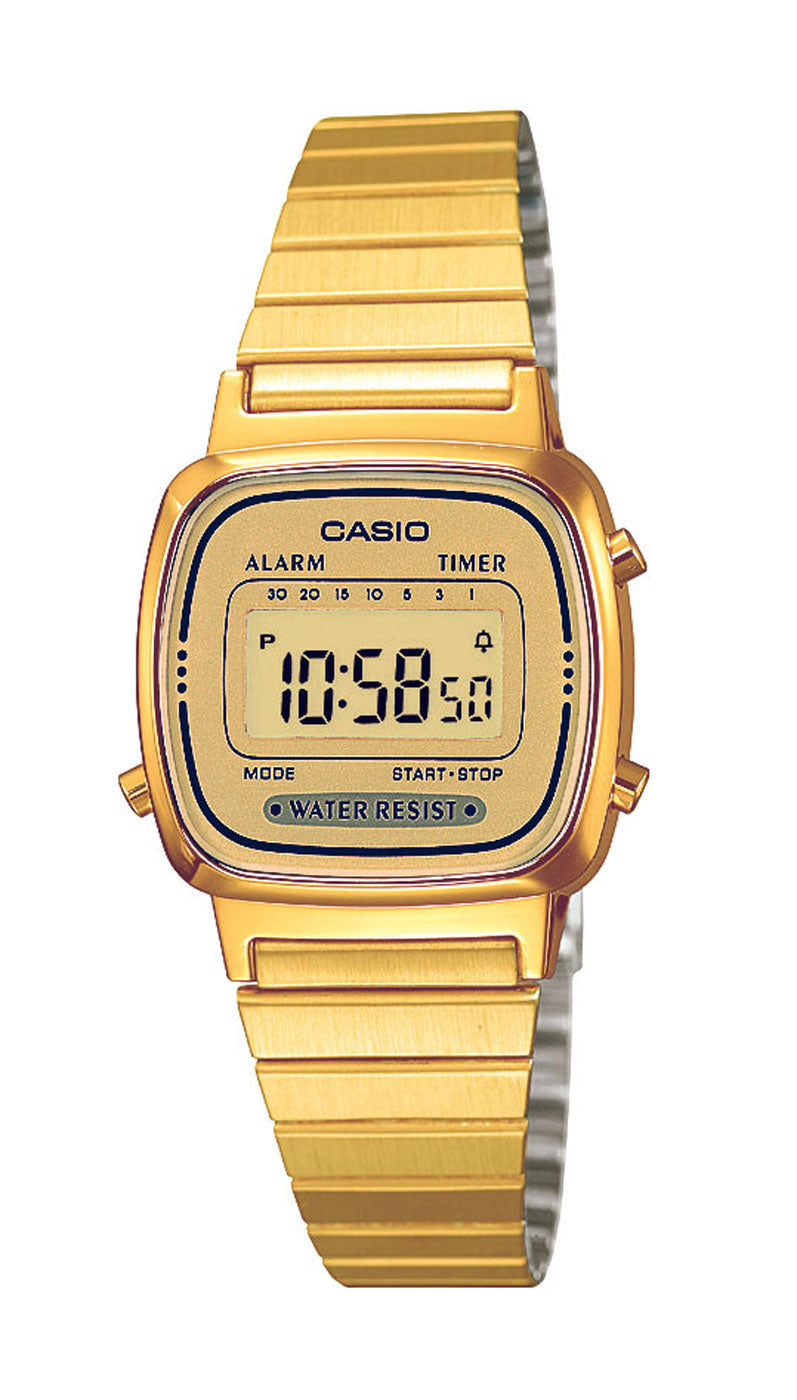 Casio Vintage LA670WEGA-1EF Damen Uhr • Digitales Quarzwerk • Vergoldetes Edelstahl