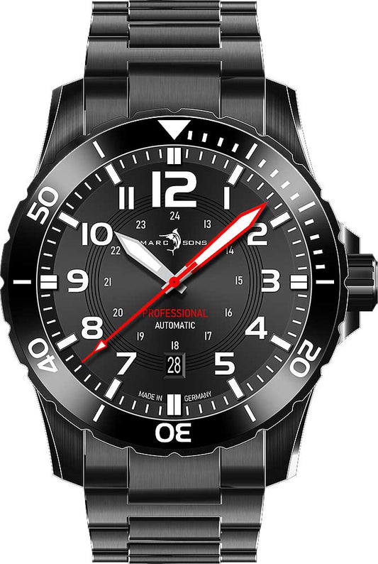 Marc & Sons Professional Diver MSD-050-04-S Men's Watch • Automatic • 50 Bar