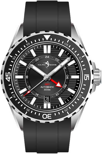 Marc & Sons GMT II - D MSG-008-09 Montre pour homme • Mouvement automatique • Verre saphir