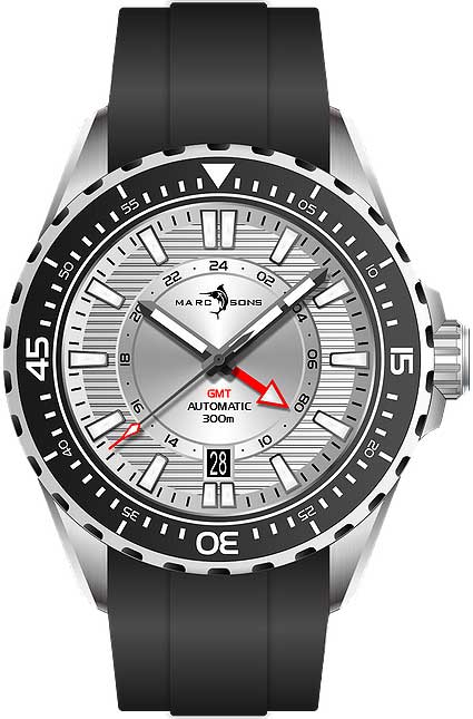 Montre pour hommes Marc & Sons GMT II MSG-008-12 • Sellita SW330-2 • Verre saphir