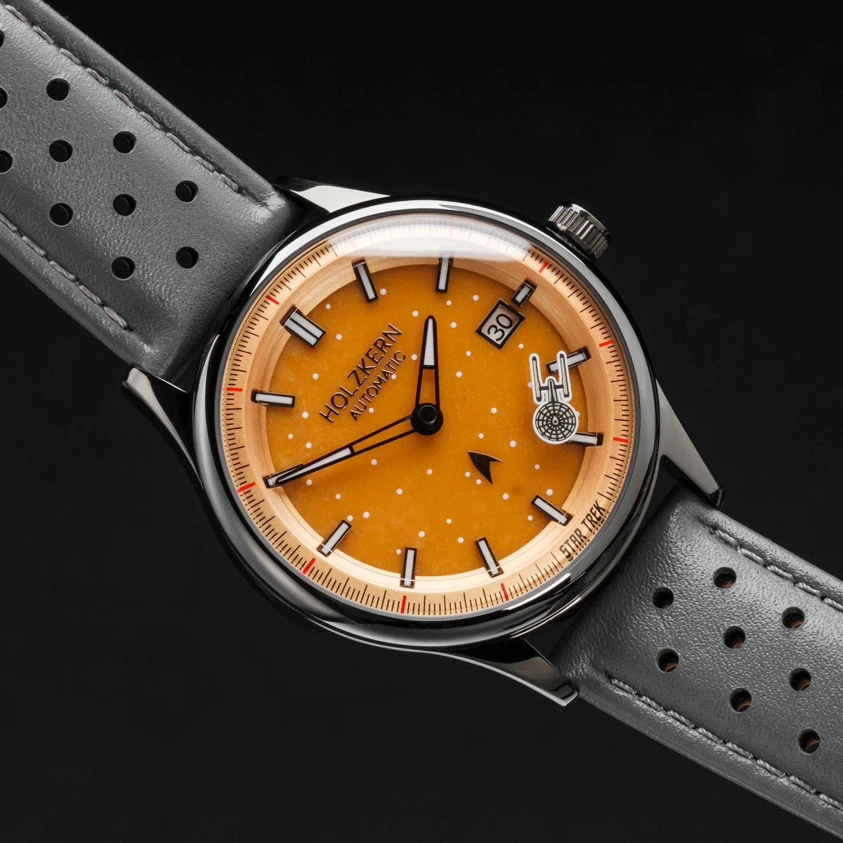 Holzkern NCC-1701 Herren Uhr • Automatikwerk • Echtes Jade-Zifferblatt