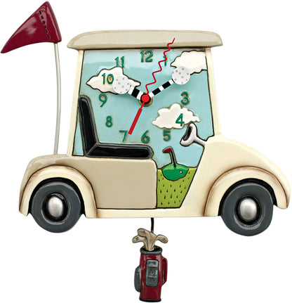 Allen Designs Wanduhr 29x25x5 cm Kunststoff • Lustiges Golf Design • Mit schwingendem Pendel