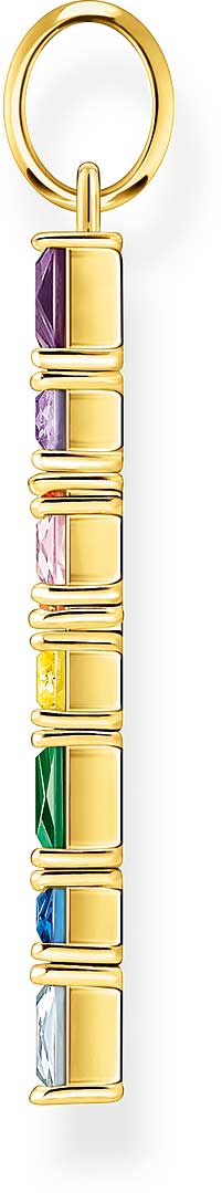 Pendant Cross with Colorful Stones - 750 Yellow Gold Plating