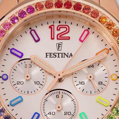 Festina Boyfriend F20606/3 Damenuhr • Regenbogen-Design • Edelstahl