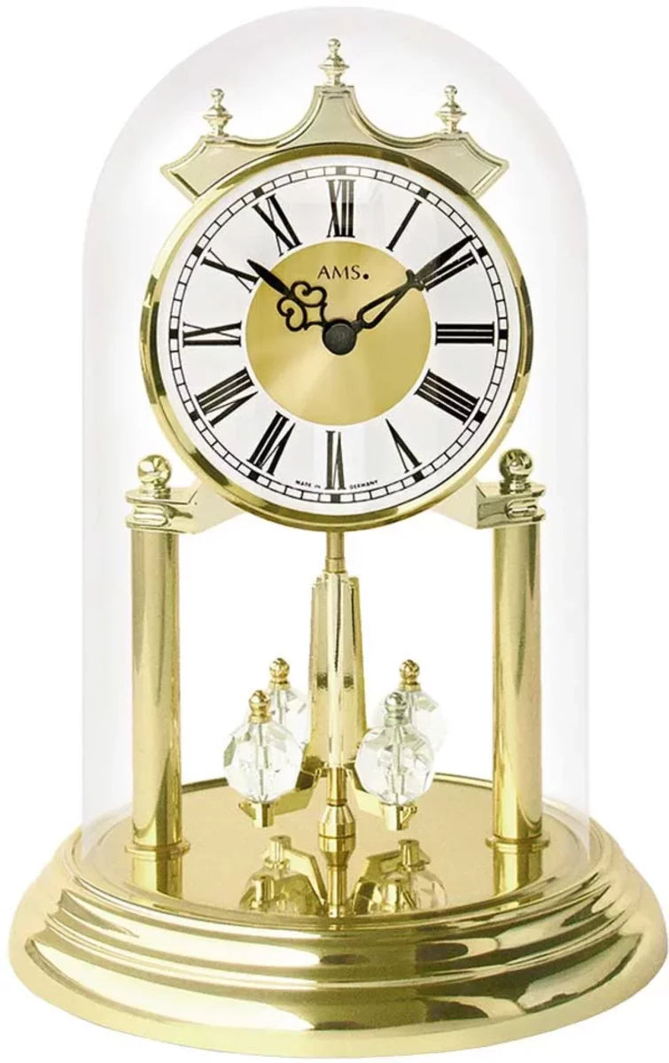 AMS Table Clock 23 cm Brass • Quartz Movement • Roman Numerals
